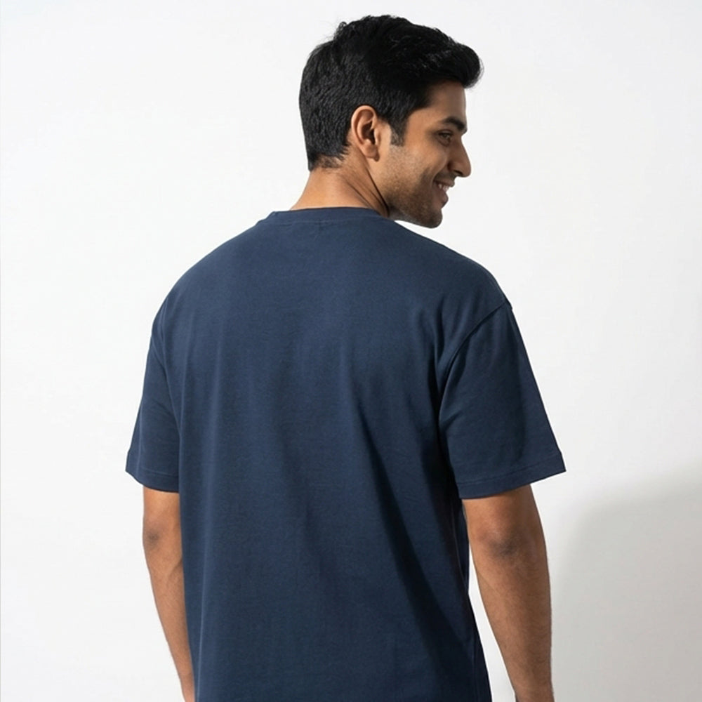 I Might React - Navy Blue Coding Round Neck T-shirt
