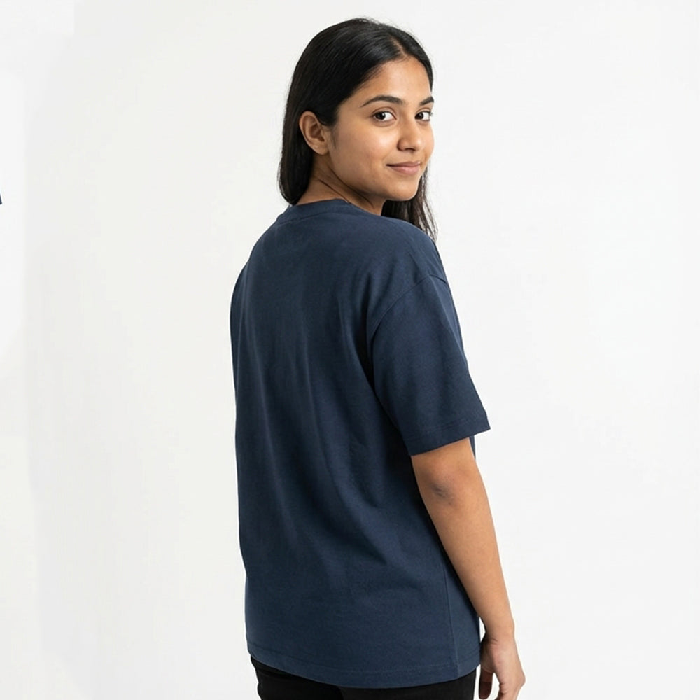 I Might React - Navy Blue Coding Round Neck T-shirt