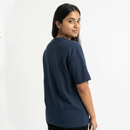 I Might React - Navy Blue Coding Round Neck T-shirt