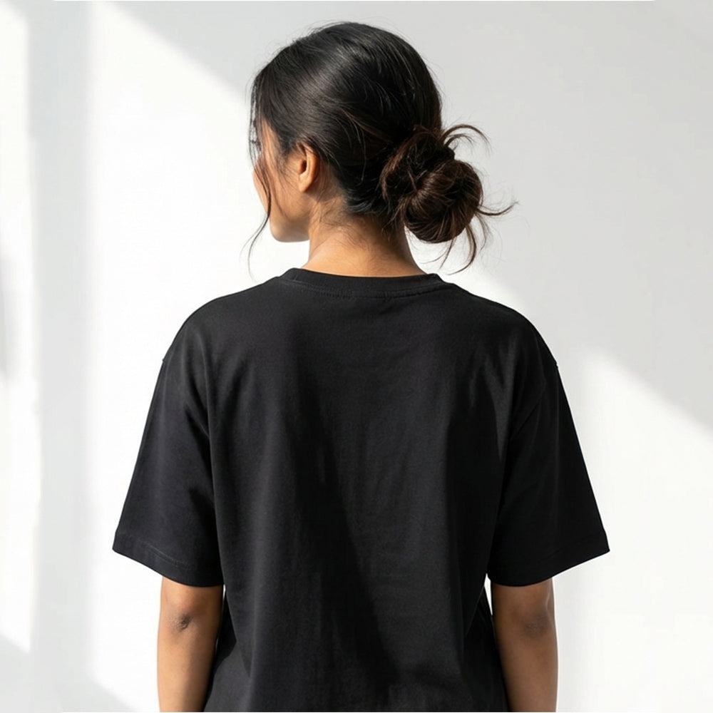 Source File - Black Coding Round Neck T-shirt