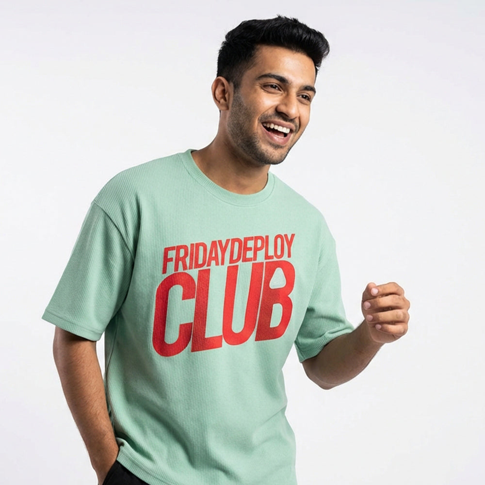 Friday Deploy Club- Mint Coding Oversized Tshirt
