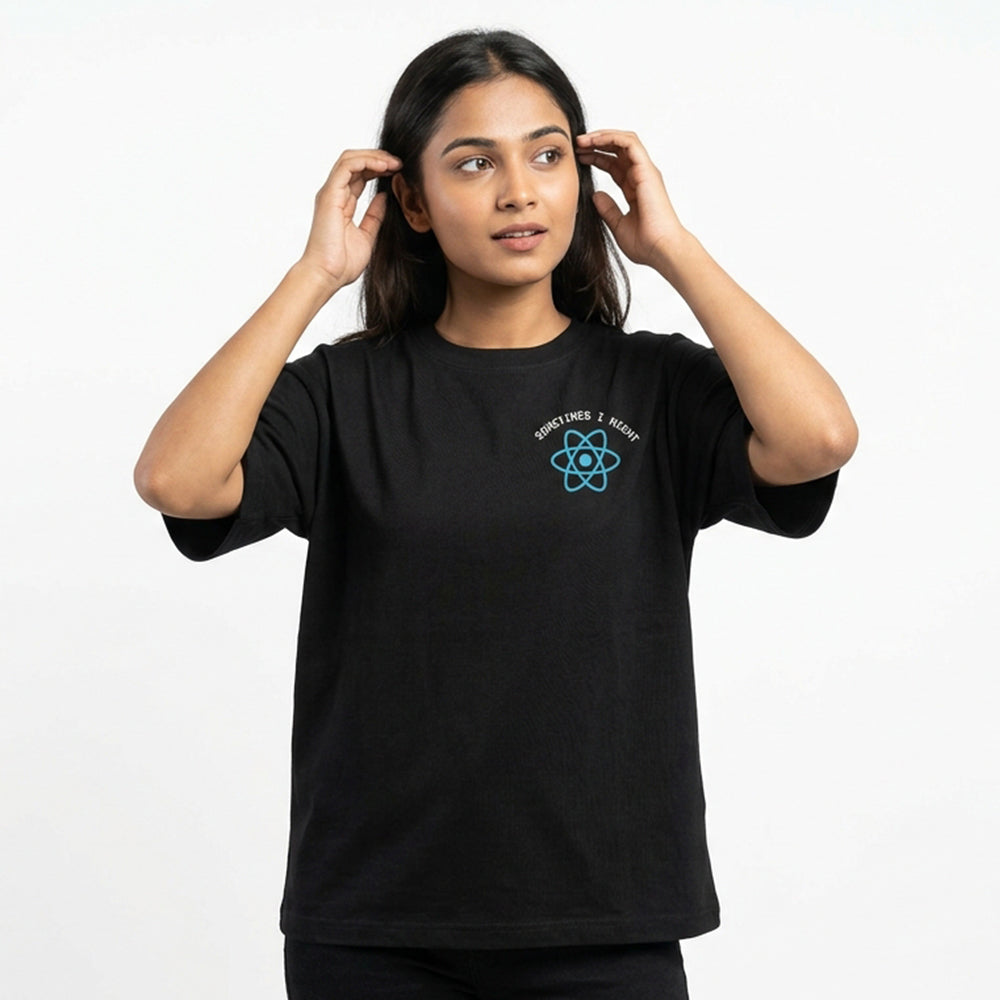 I Might React - Black Coding Oversized Tshirt