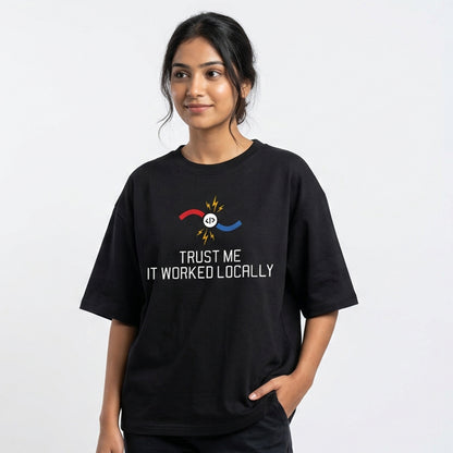 Worked Locally- Black Coding Oversized Tshirt