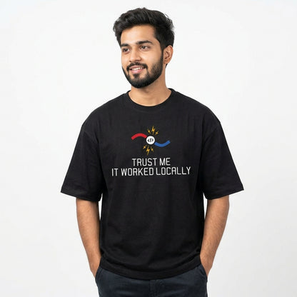 Worked Locally- Black Coding Oversized Tshirt
