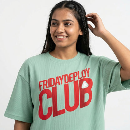 Friday Deploy Club- Mint Coding Oversized Tshirt