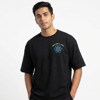 I Might React - Black Coding Oversized Tshirt