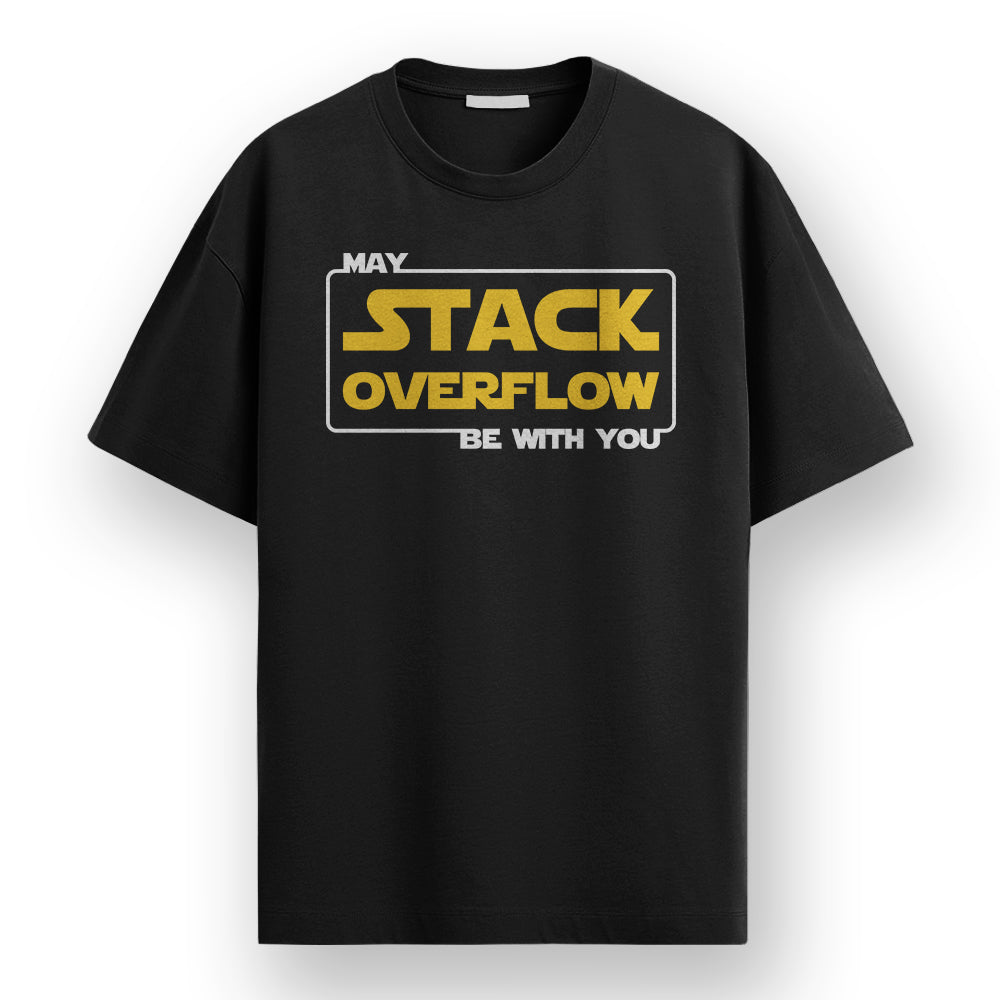Stack Overflow- Black Round Neck Coding T-shirt