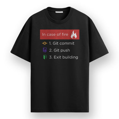 In Case of Fire- Black Round Neck Coding T-shirt