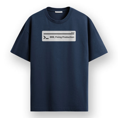 Fixing Production- Navy Blue Round Neck Coding T-shirt
