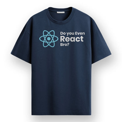 Do you Even React- Navy Blue Round Neck Coding T-shirt