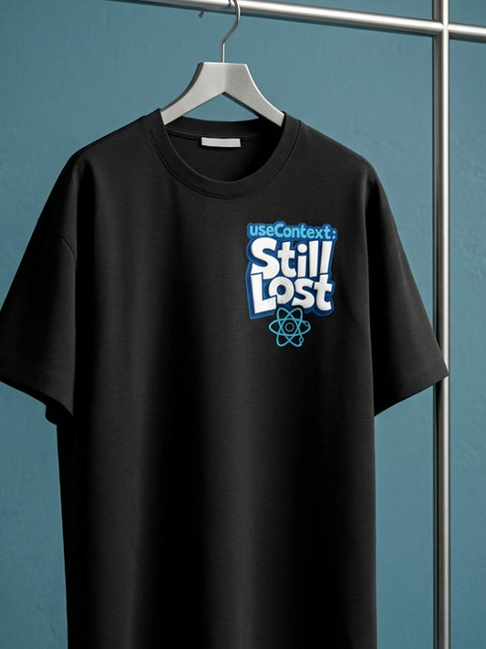 React Still Lost- Black Round Neck Coding Tshirt