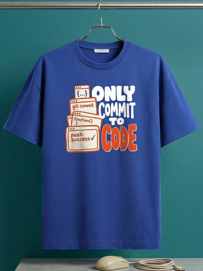 Commit To Code- Royal Blue Round Neck Coding Tshirt