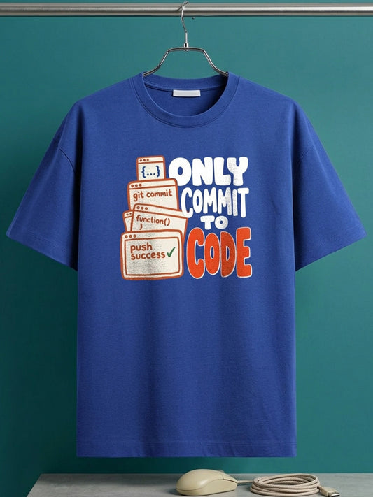 Commit To Code- Royal Blue Round Neck Coding Tshirt