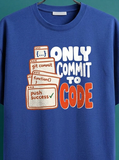 Commit To Code- Royal Blue Round Neck Coding Tshirt