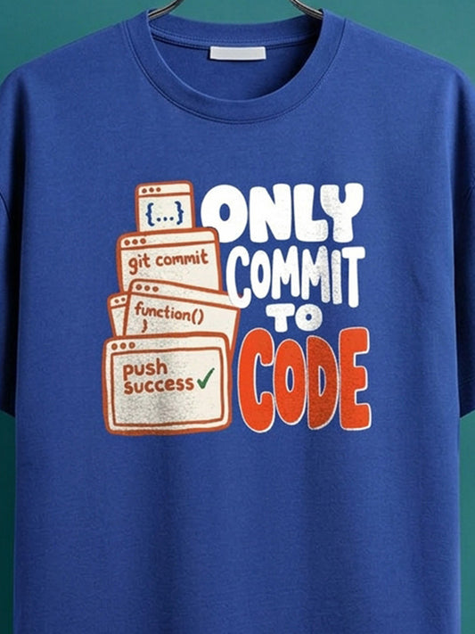 Commit To Code- Royal Blue Round Neck Coding Tshirt