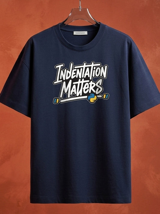 Python Indentation- Navy Blue Round Neck Coding Tshirt