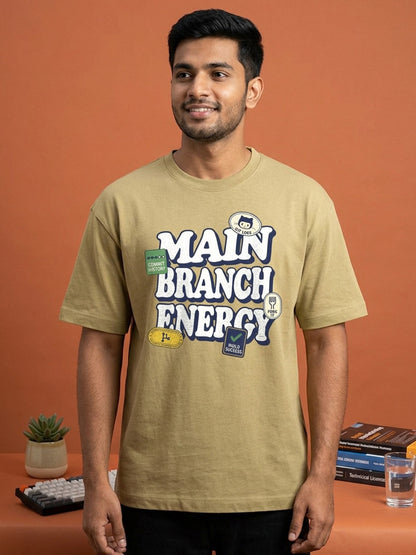 Main Branch Energy- Beige Round Neck Coding Tshirt