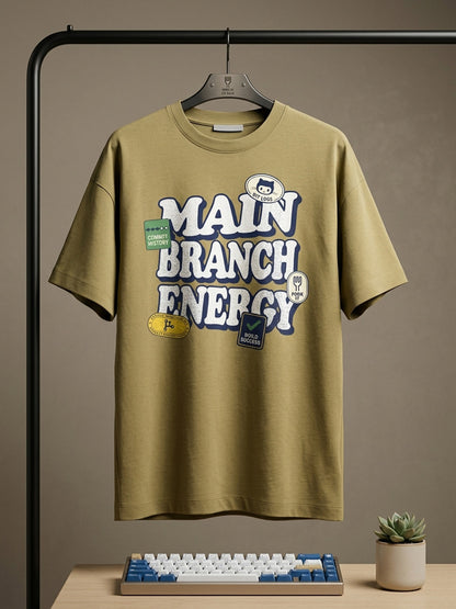 Main Branch Energy- Beige Round Neck Coding Tshirt
