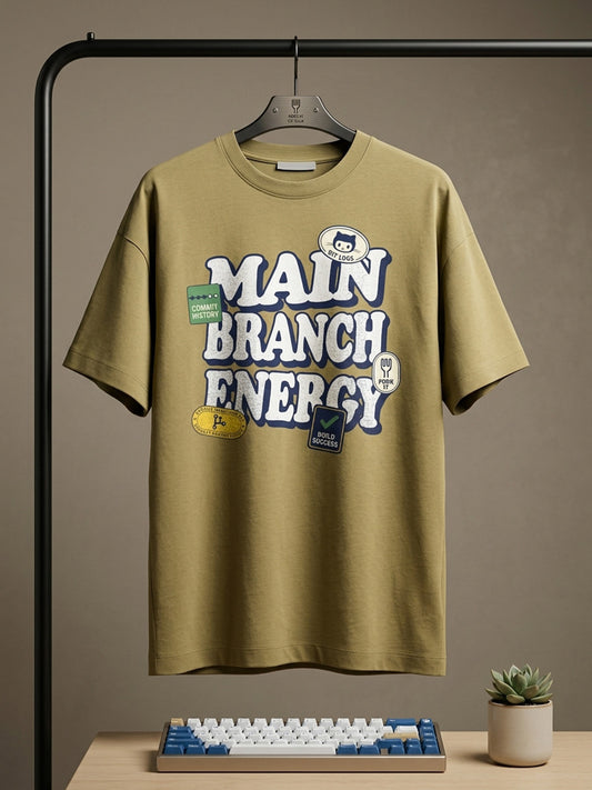 Main Branch Energy- Beige Round Neck Coding Tshirt