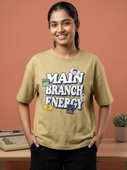 Main Branch Energy- Beige Round Neck Coding Tshirt