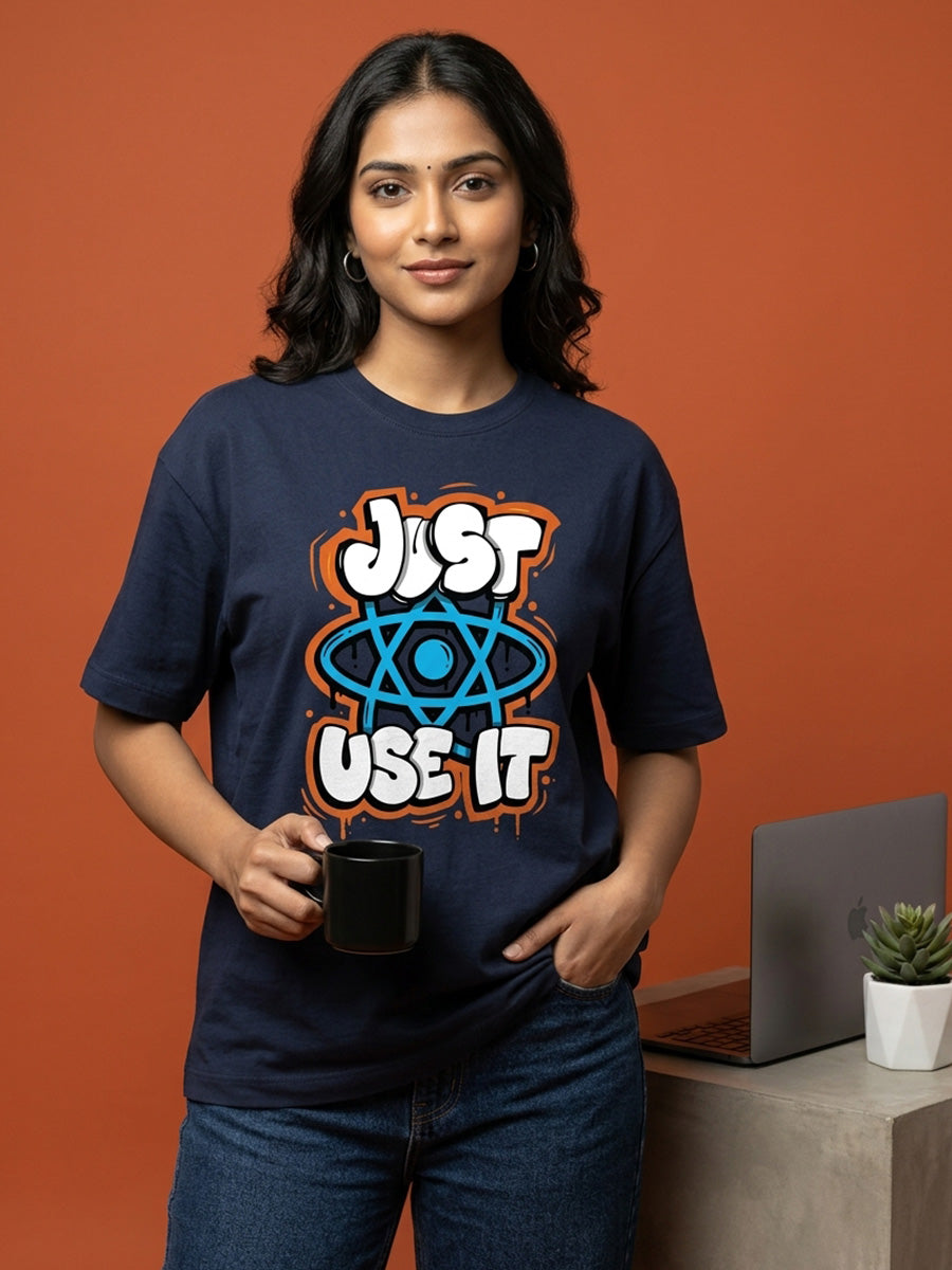 Just Use It- Navy Blue Round Neck Coding Tshirt