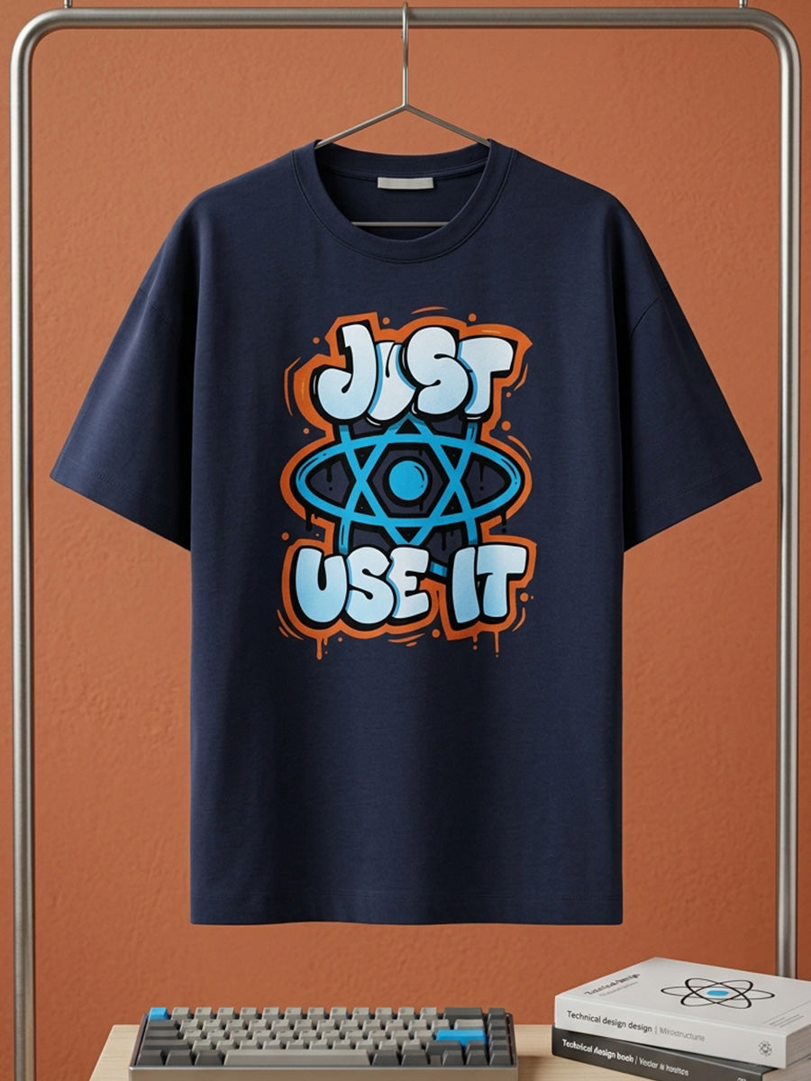Just Use It- Navy Blue Round Neck Coding Tshirt