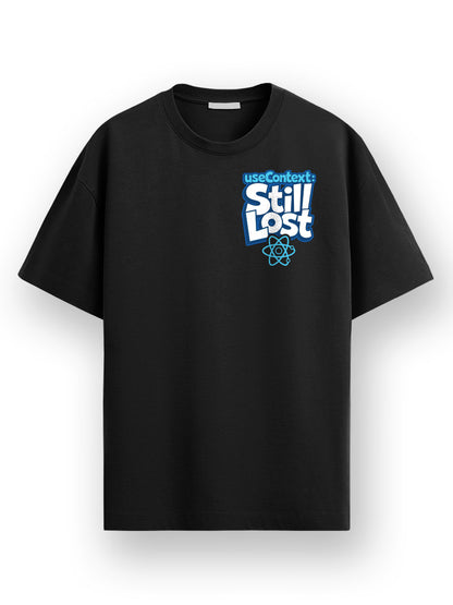React Still Lost- Black Round Neck Coding Tshirt