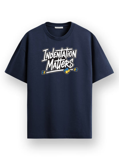 Python Indentation- Navy Blue Round Neck Coding Tshirt