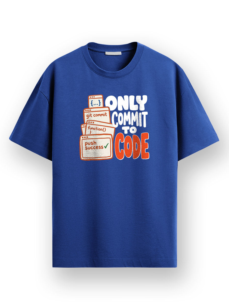 Commit To Code- Royal Blue Round Neck Coding Tshirt