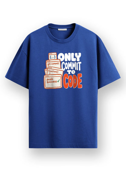 Commit To Code- Royal Blue Round Neck Coding Tshirt
