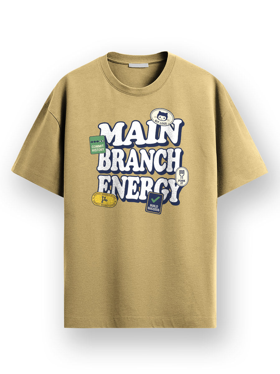 Main Branch Energy- Beige Round Neck Coding Tshirt