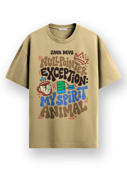 Java Exception- Beige Round Neck Coding Tshirt