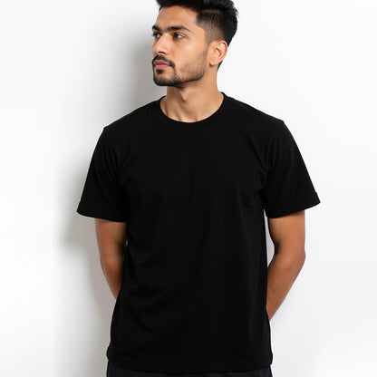 Black- Solid Unisex Round Neck T-shirt