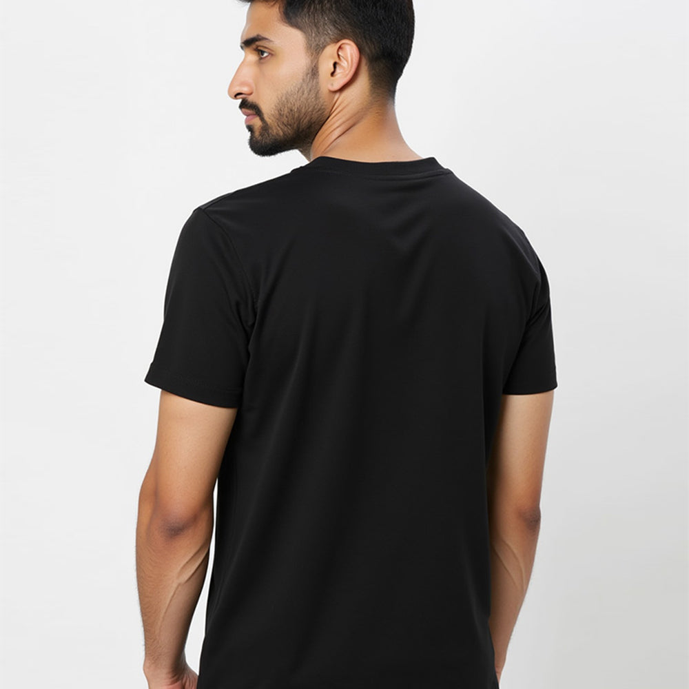 Black- Solid Unisex Round Neck T-shirt