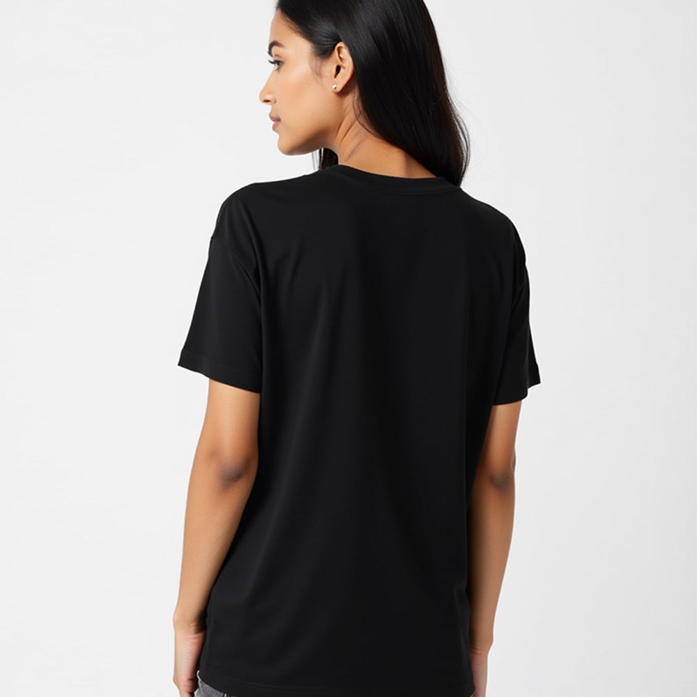 Black- Solid Unisex Round Neck T-shirt