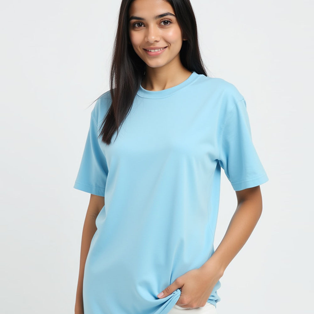 Sky Blue- Solid Unisex Round Neck T-shirt
