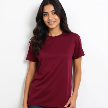 Maroon- Solid Unisex Round Neck T-shirt