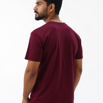Maroon- Solid Unisex Round Neck T-shirt