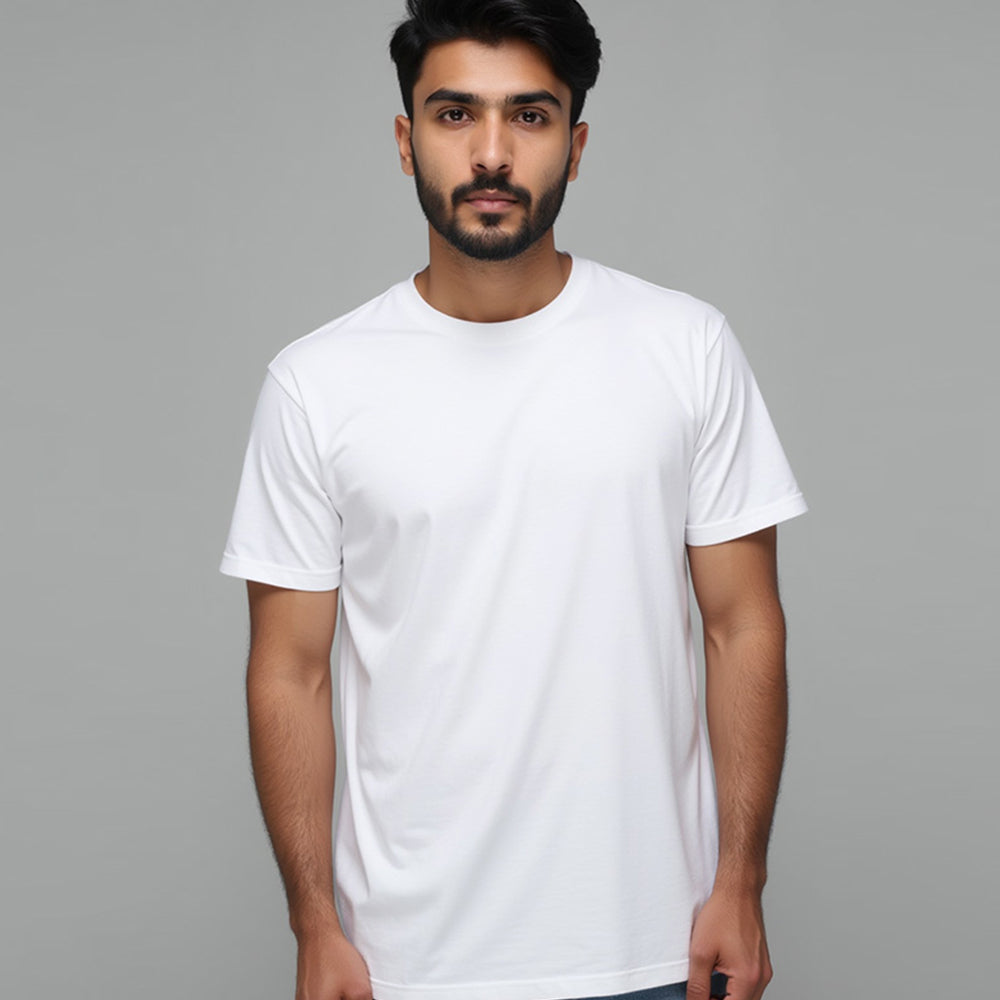 White- Solid Unisex Round Neck T-shirt