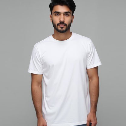 White- Solid Unisex Round Neck T-shirt