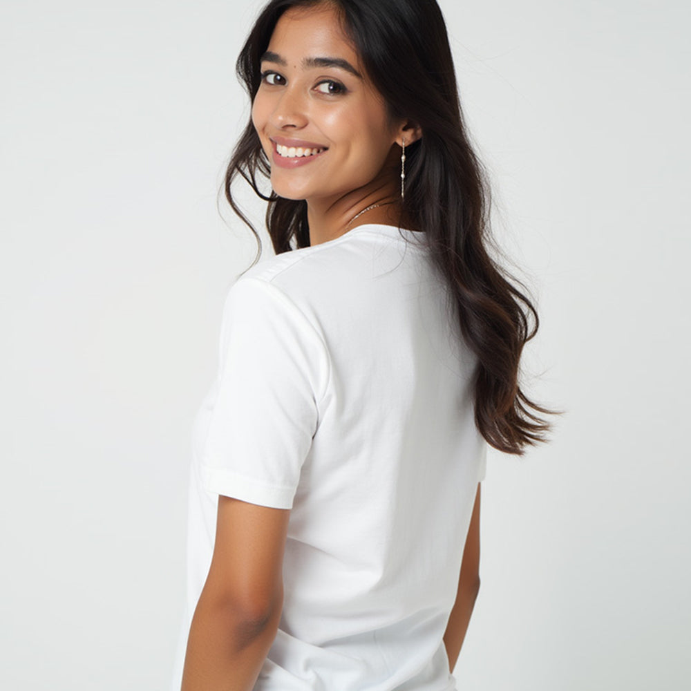 White- Solid Unisex Round Neck T-shirt