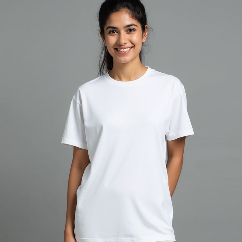 White- Solid Unisex Round Neck T-shirt