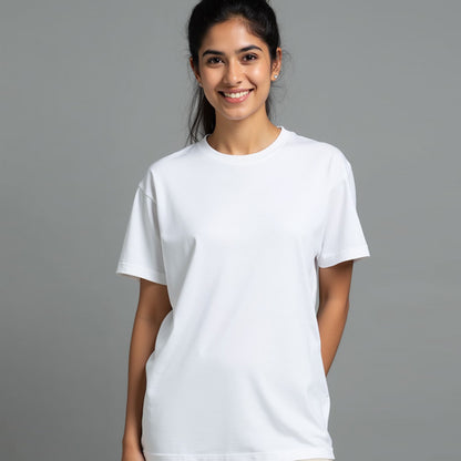 White- Solid Unisex Round Neck T-shirt