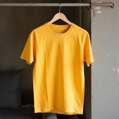 Mustard Yellow- Solid Unisex Round Neck T-shirt