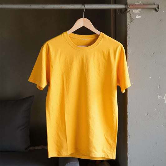 Mustard Yellow- Solid Unisex Round Neck T-shirt