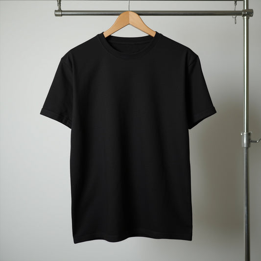 Black- Solid Unisex Round Neck T-shirt