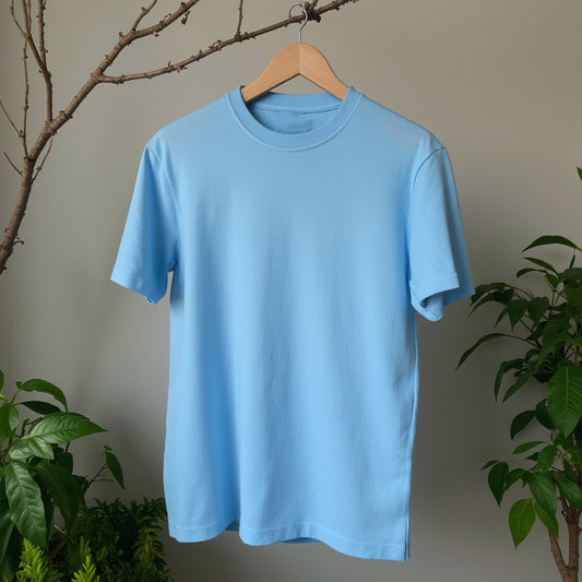 Sky Blue- Solid Unisex Round Neck T-shirt