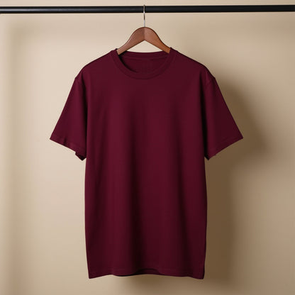 Maroon- Solid Unisex Round Neck T-shirt