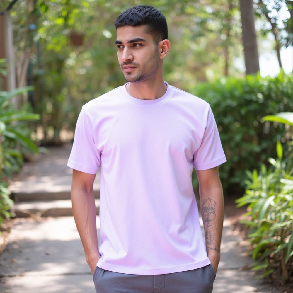 Lavender- Solid Unisex Round Neck T-shirt