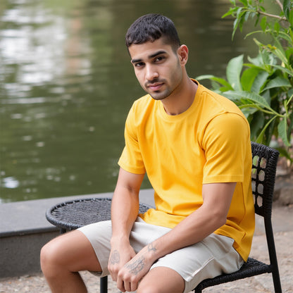 Mustard Yellow- Solid Unisex Round Neck T-shirt